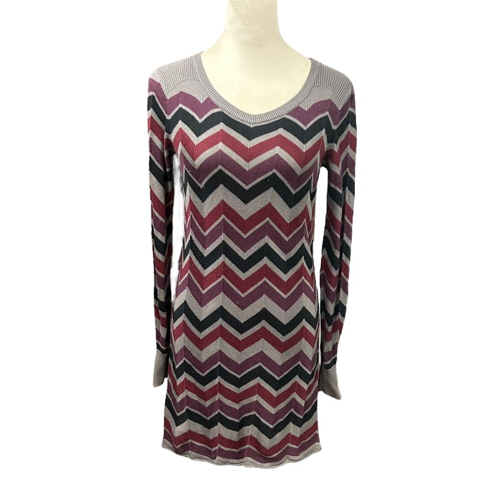 Aventura Organic Cotton Chevron Sweater Dress S Retro Boho Fall Cozy Layers‎